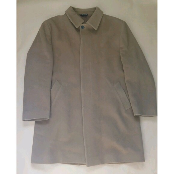 Jos. A. Bank Coat Mens 46R Camel Traditional Fit 100% Wool Button Down Overcoat